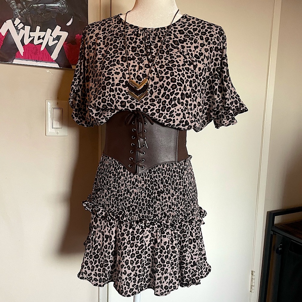 cute cheetah ruched print dress